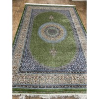 Иранский ковер QUM Silk 10001 Зеленый